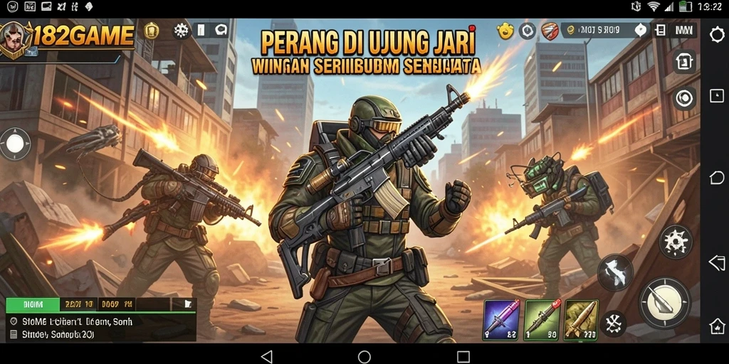 Screenshot utama 182GAME menunjukkan aksi pertempuran yang mendebarkan.