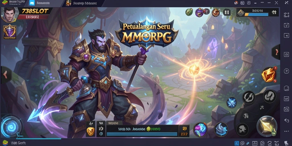 Tampak layar permainan 738SLOT dengan aksi petualangan MMORPG.
