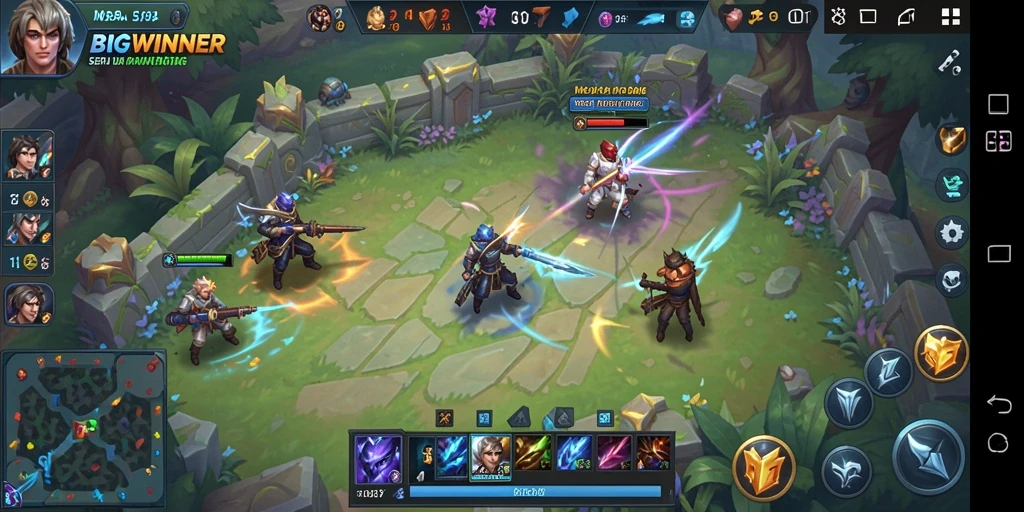 Tangkapan layar dari gameplay intens MOBA di BIGWINNER.