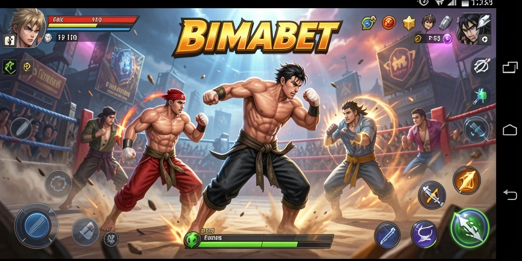 Screenshot menampilkan duel seru dengan karakter unik dalam BIMABET.