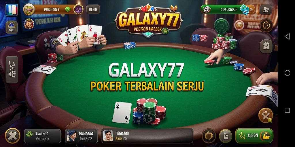 Tampilan gameplay seru dari GALAXY77 saat bermain Poker.
