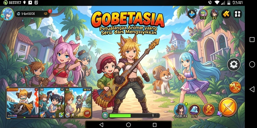 Screenshot gameplay Anime yang menampilkan karakter bertarung dengan efek visual menakjubkan.