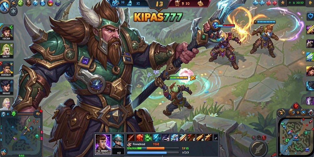 Tampilan gameplay seru KIPAS777 dalam aksi MOBA.