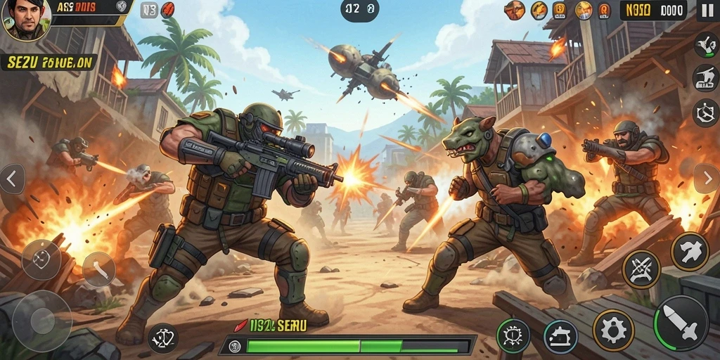 Tampilan gameplay seru N32 yang penuh aksi pertarungan.