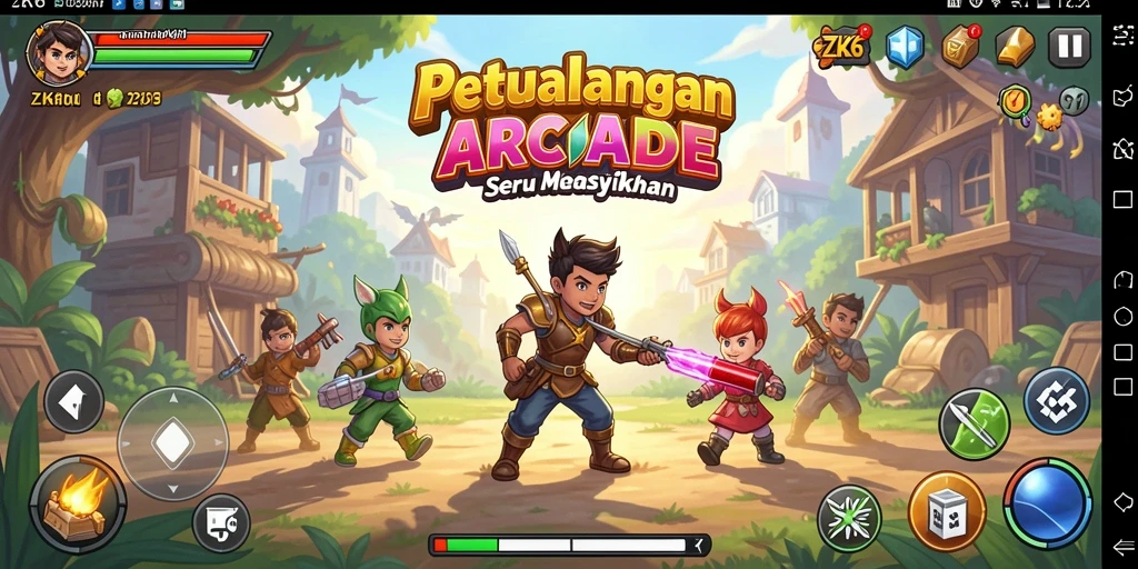 Screenshot ZK6 menampilkan aksi seru dalam gameplay Arcade.